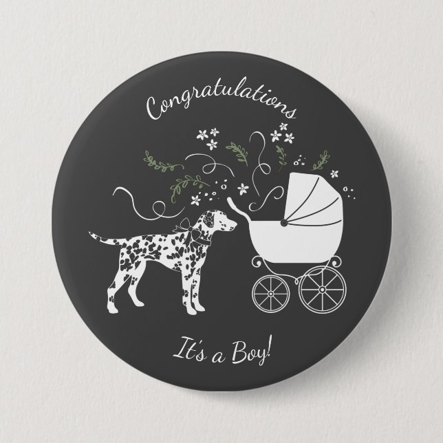 Dalmatian Baby Shower Dog Silhouette 7.5 Cm Round Badge (Front)