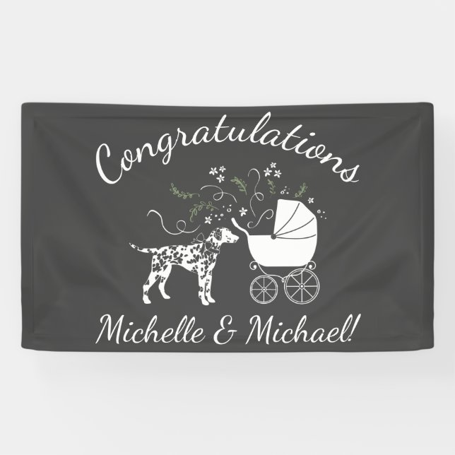 Dalmatian Baby Shower Dog Silhouette Banner (Horizontal)