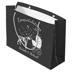 Dalmatian Baby Shower Dog Silhouette Large Gift Bag