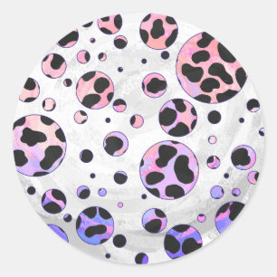 Dalmatian Black and Pink Polka Dot Print Classic Round Sticker