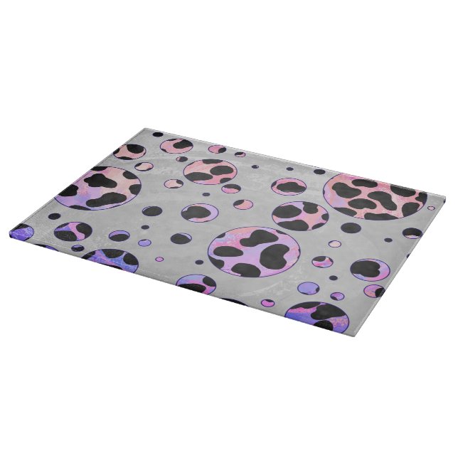 Dalmatian Black and Pink Polka Dot Print Cutting Board (Corner)