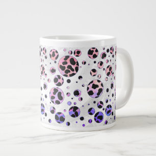 Dalmatian Black and Pink Polka Dot Print Large Coffee Mug
