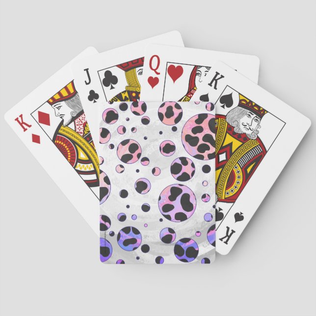 Dalmatian Black and Pink Polka Dot Print Playing Cards (Back)