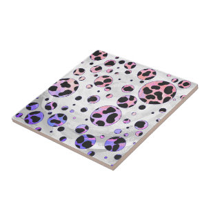 Dalmatian Black and Pink Polka Dot Print Tile