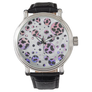 Dalmatian Black and Pink Polka Dot Print Watch