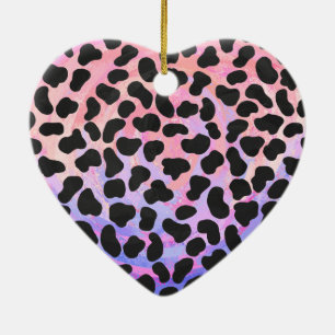 Dalmatian Black and Pink Print Ceramic Tree Decoration
