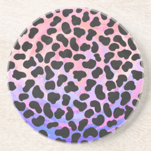 Dalmatian Black and Pink Print Coaster