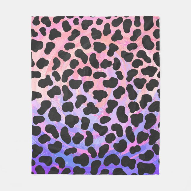 Dalmatian Black and Pink Print Fleece Blanket (Front)