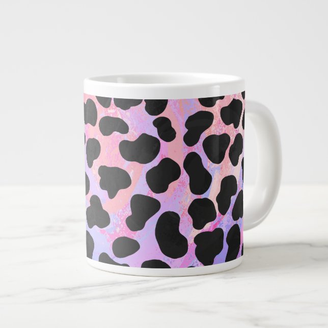 Dalmatian Black and Pink Print Large Coffee Mug (Front Right)