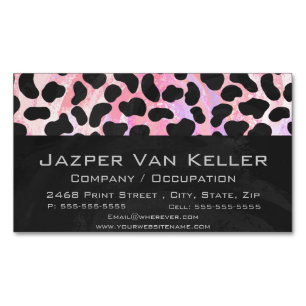 Dalmatian Black and Pink Print Magnetic Business Card