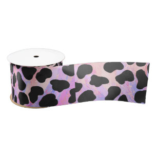 Dalmatian Black and Pink Print Satin Ribbon