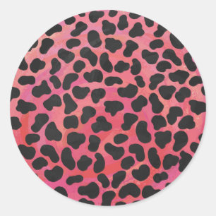 Dalmatian Black and Red Print Classic Round Sticker