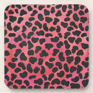 Dalmatian Black and Red Print Coaster