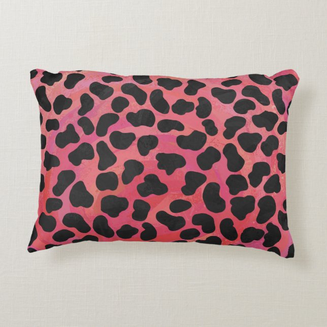 Dalmatian Black and Red Print Decorative Cushion (Back)