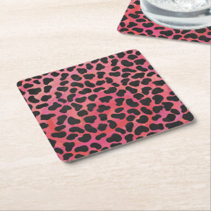Dalmatian Black and Red Print Square Paper Coaster