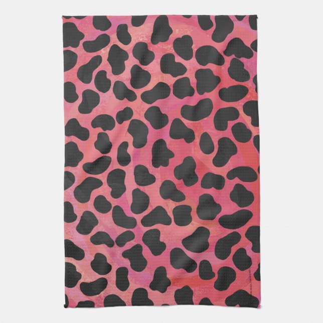 Dalmatian Black and Red Print Tea Towel (Vertical)