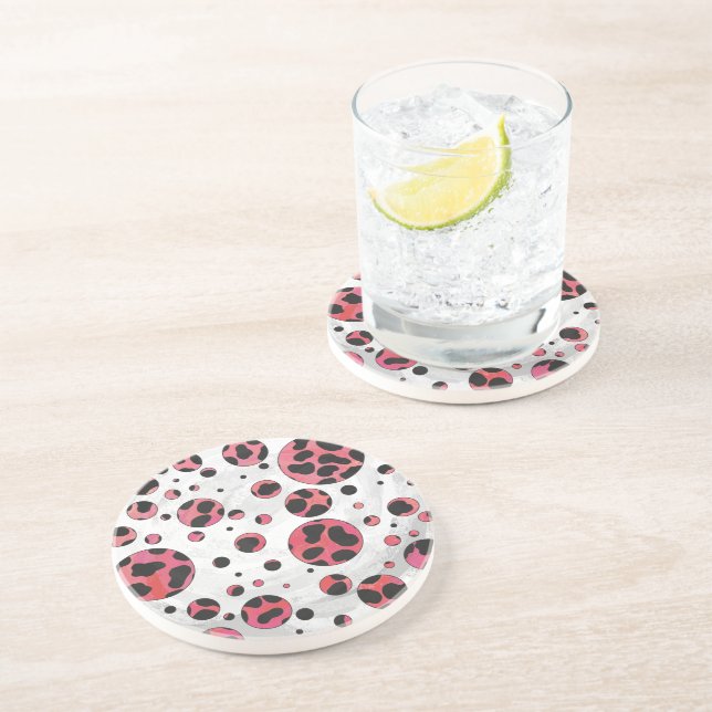 Dalmatian Black and Red with Polka Dots Coaster (Side)