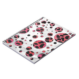 Dalmatian Black and Red with Polka Dots Spiral Notebook