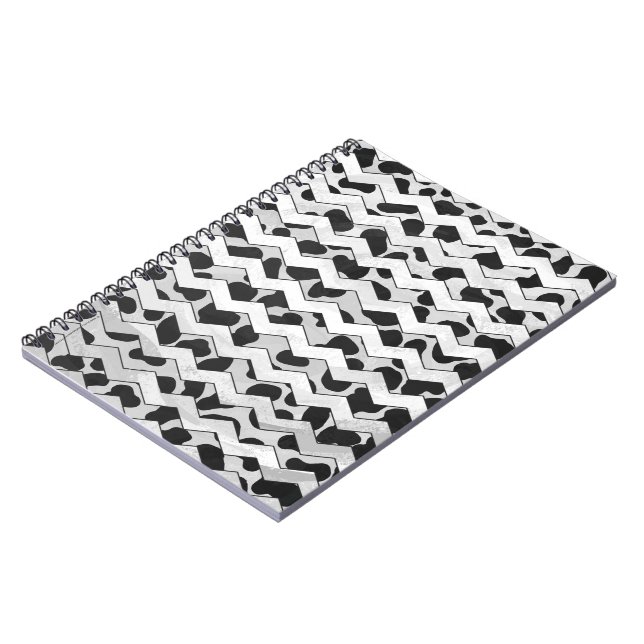 Dalmatian Black and White Chvron Spiral Notebook (Left Side)