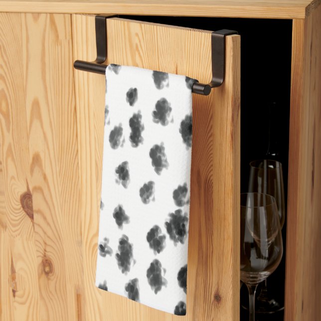 dalmatian black and white dots animal print  tea towel (Thirds Fold)