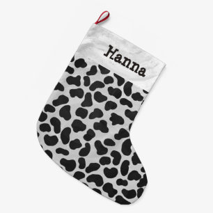 Dalmatian Black and White Print Large Christmas Stocking