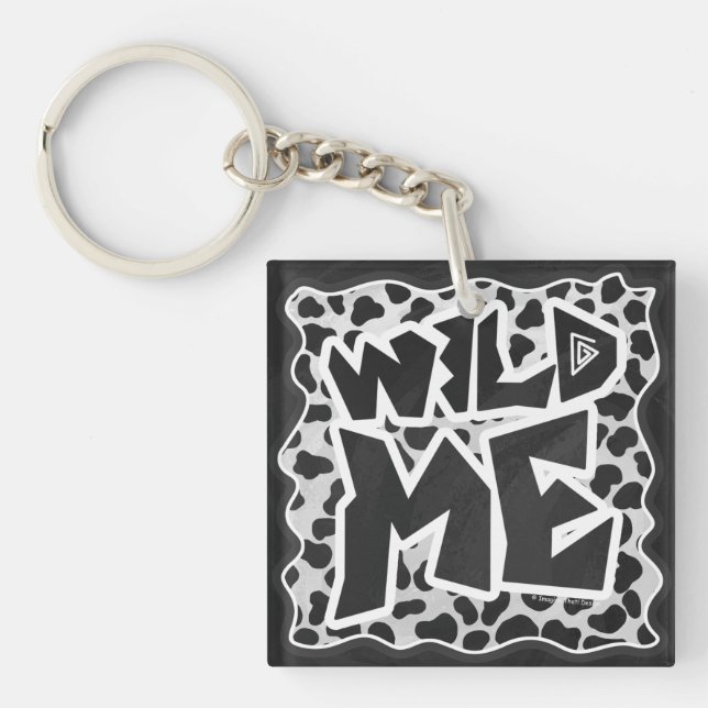 Dalmatian Black and White with Wild Me Key Ring (Front)