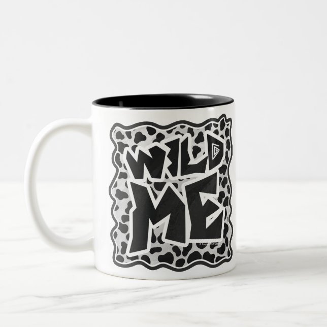 Dalmatian Black and White with Wild Me Two-Tone Coffee Mug (Left)