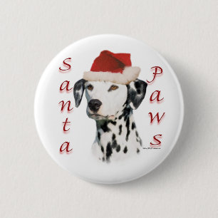 Dalmatian (blk) Santa Paws 6 Cm Round Badge