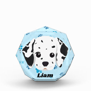 Dalmatian Blue Paw Print Personalised     Photo Block