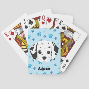 Dalmatian Blue Paw Print Personalised   Playing Cards