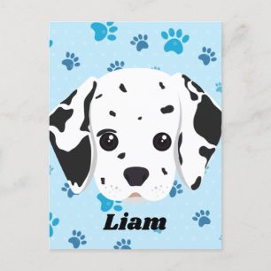 Dalmatian Blue Paw Print Personalised   Postcard