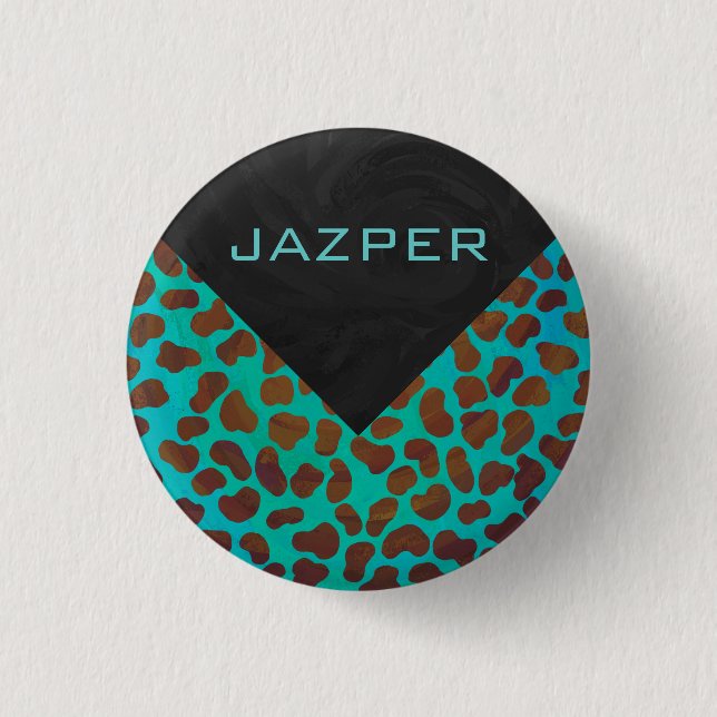 Dalmatian Brown and Teal Print 3 Cm Round Badge (Front)
