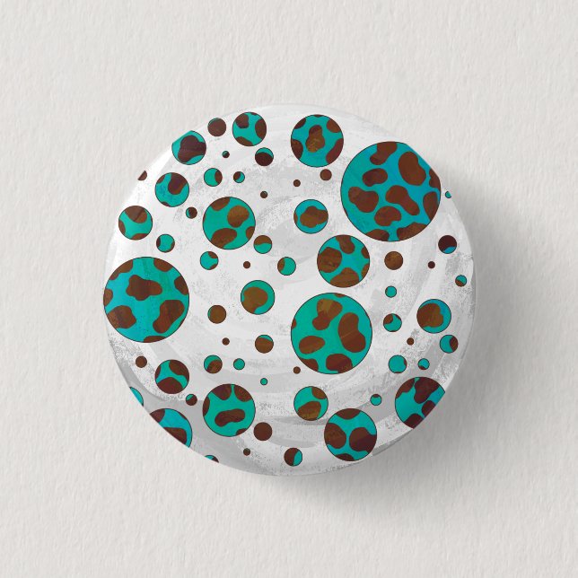 Dalmatian Brown and Teal Print 3 Cm Round Badge (Front)