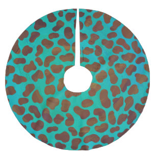 Dalmatian Brown and Teal Print Brushed Polyester Tree Skirt
