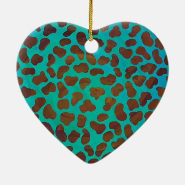 Dalmatian Brown and Teal Print Ceramic Tree Decoration (Back)