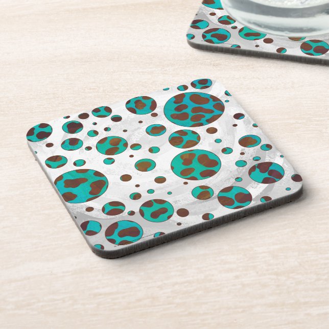 Dalmatian Brown and Teal Print Coaster (Left Side)