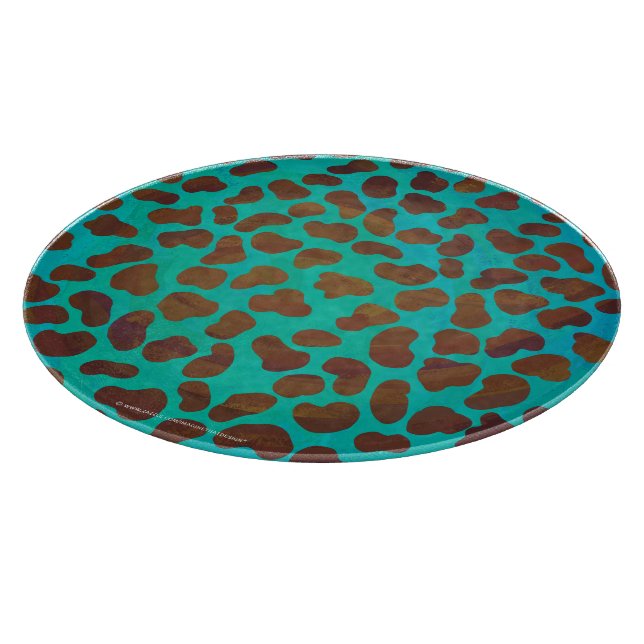 Dalmatian Brown and Teal Print Cutting Board (Corner)