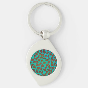 Dalmatian Brown and Teal Print Key Ring