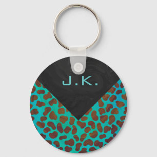 Dalmatian Brown and Teal Print Key Ring