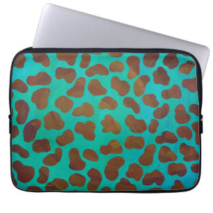 Dalmatian Brown and Teal Print Laptop Sleeve