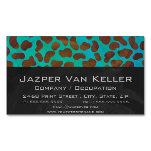 Dalmatian Brown and Teal Print Magnetic Business Card
