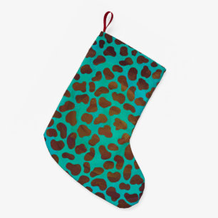 Dalmatian Brown and Teal Print Small Christmas Stocking