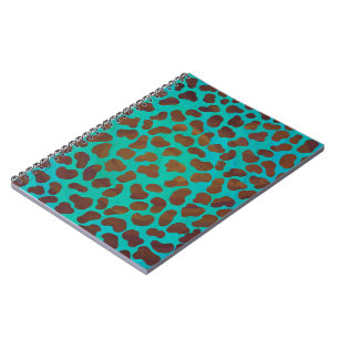 Dalmatian Brown and Teal Print Spiral Notebook