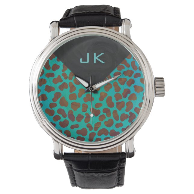 Dalmatian Brown and Teal Print Watch (Front)