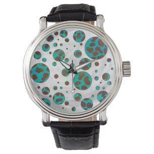 Dalmatian Brown and Teal Print Watch