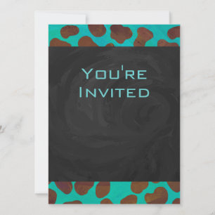 Dalmatian Brown and Teal with Monogram Invitation