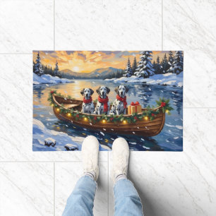 Dalmatian Christmas Boat Holiday Doormat