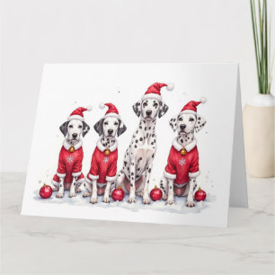 Dalmatian Christmas Dress Santa Hat Card