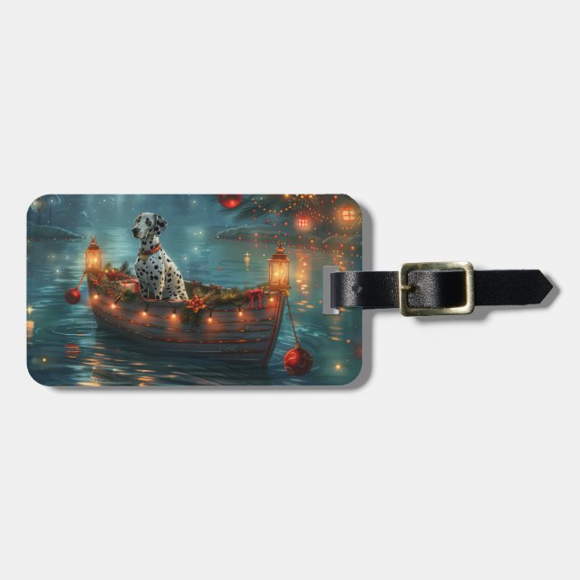 Dalmatian Christmas Festive Voyage Luggage Tag (Front Horizontal)