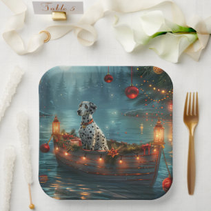 Dalmatian Christmas Festive Voyage Paper Plate